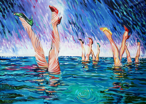 Swimmers. Healthy Swimming. Ocean. van Trayko Popov, Schilderij te koop op Singulart