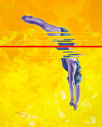Swimming. Diving. Passing through. van Trayko Popov, Schilderij te koop op Singulart