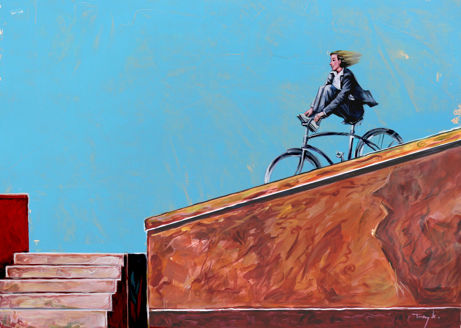 Down the Stairs. Speed. Bicycle. Bike. Trayko Popov