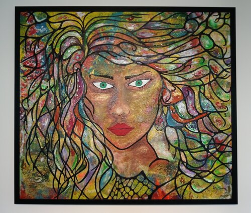 Green Flame par Yomi Gbamis, Peinture en vente sur Singulart