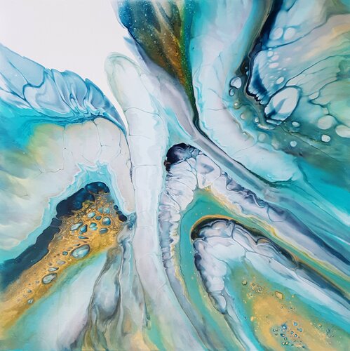 Turquoise et or by Rachel Corvaisier, Painting for Sale on Singulart