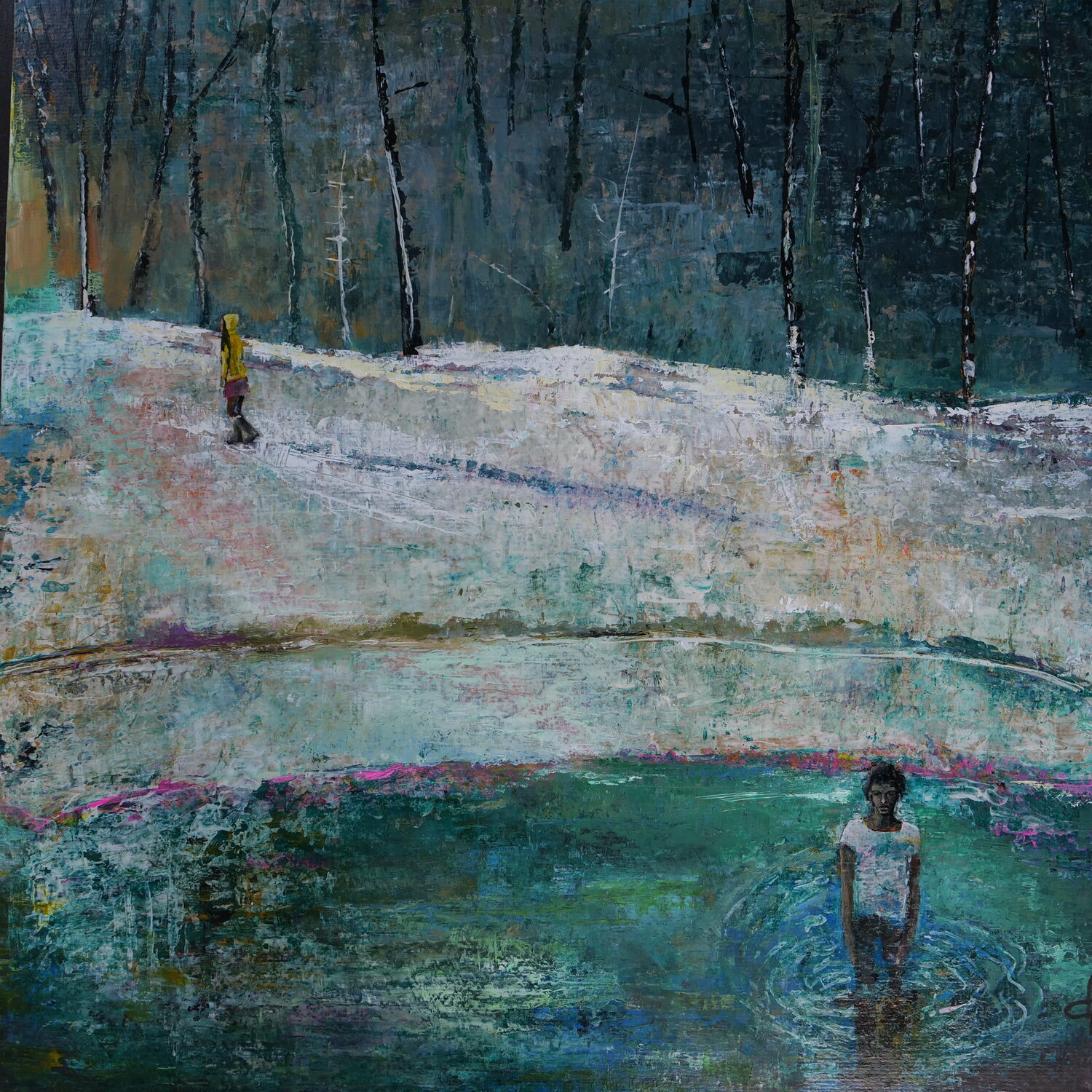 L ' homme du lac Denise Petitjean Pintura original en venta
