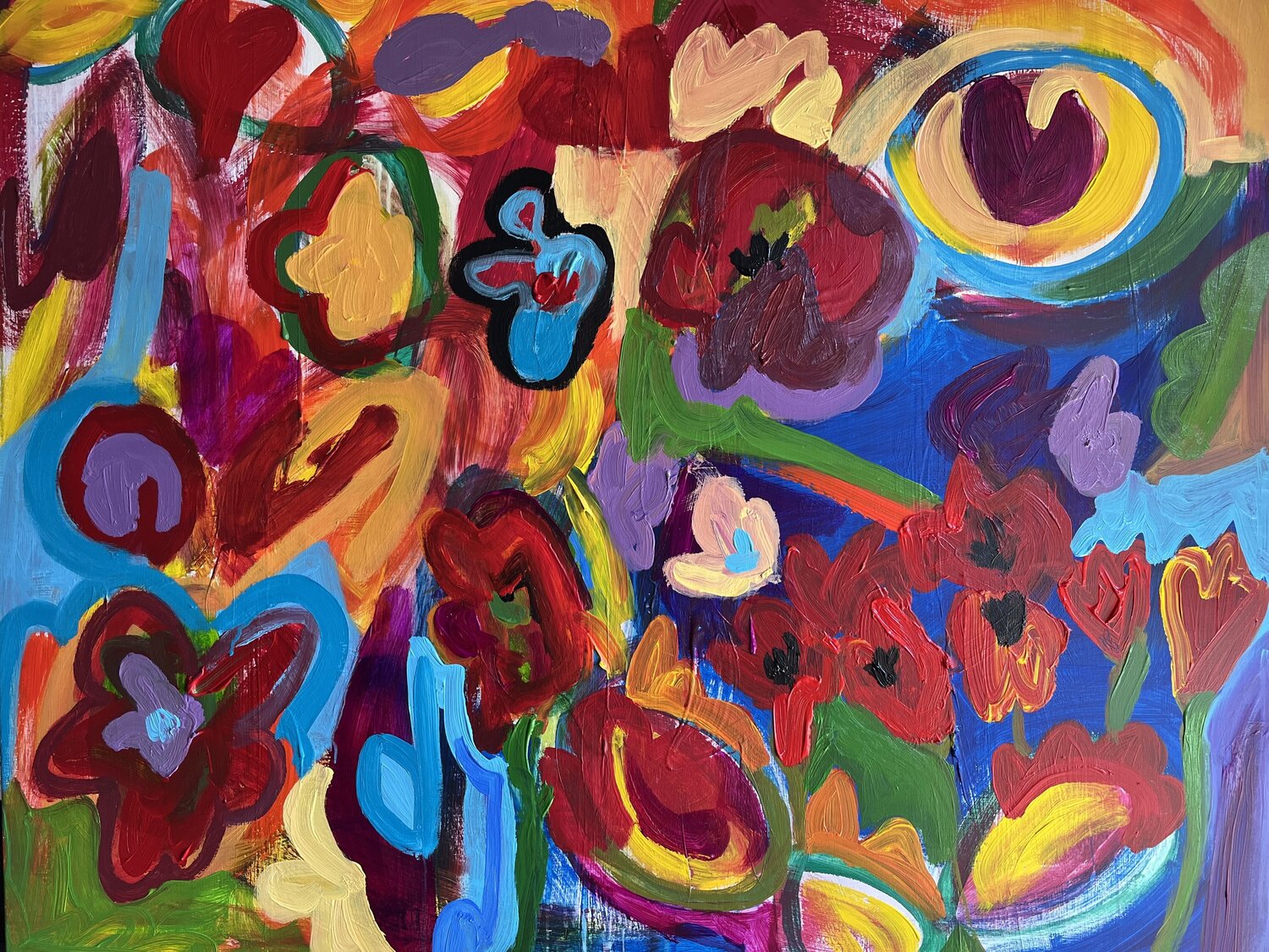 Amori estivi solo rosso e papaveri. Bice Perrini Original painting for sale