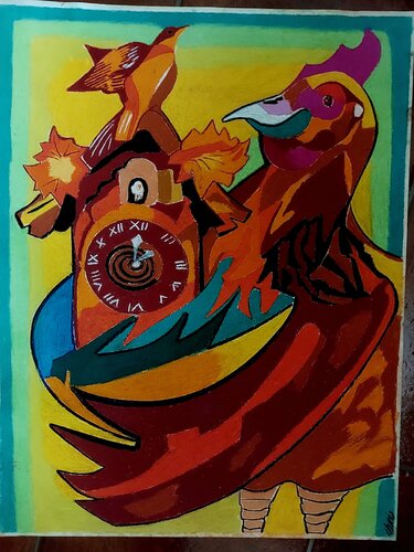 Le Coq et la Pendule by Christine Thomas, Drawing for Sale on Singulart