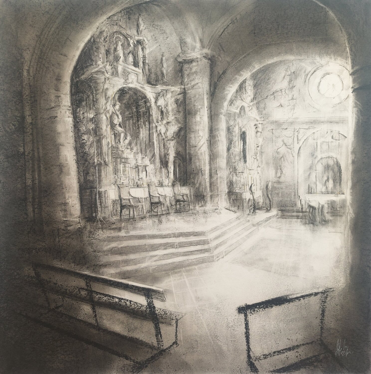 Iglesia de San Miguel (Jerez de los Caballeros) Alfonso Martín Originalgemälde zu verkaufen