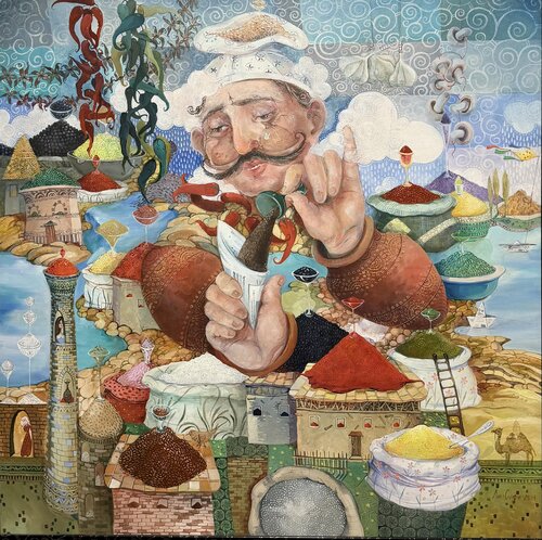 The Spice Merchant: Flavors of the Orient par Li-Safi Mariya, Peinture en vente sur Singulart