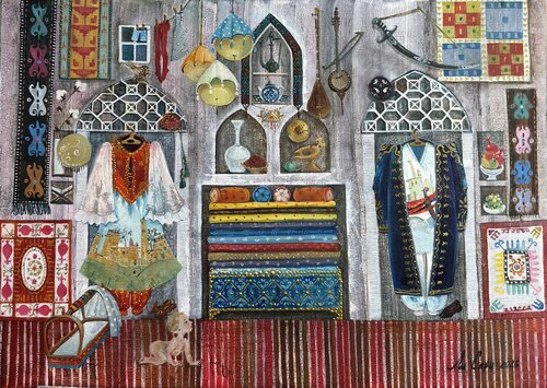 Uzbek Interior: The Tapestry of Heritage by Li-Safi Mariya, 絵画 for Sale on Singulart