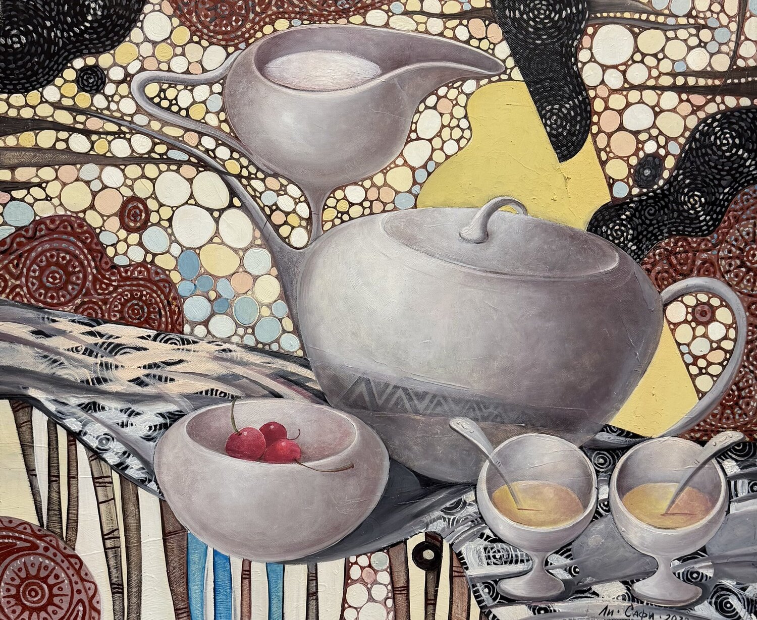 White coffee set Li-Safi Mariya Pintura original en venta