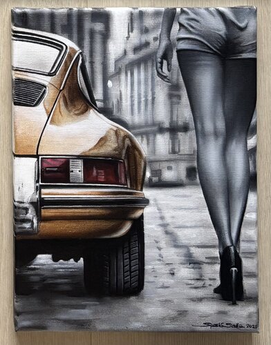 Beauty and the Beast in Love. van Art by Saša Spasić, Schilderij te koop op Singulart