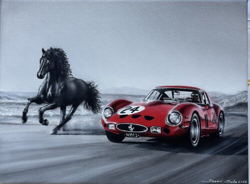 The meeting of the Ferrari GTO and its DNA by Art by Saša Spasić, Painting for Sale on Singulart