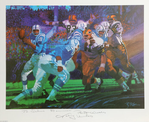 Johnny Unitas from Sports Illustrated Living Legends Portfolio by Robert Peak, 版画 for Sale on Singulart