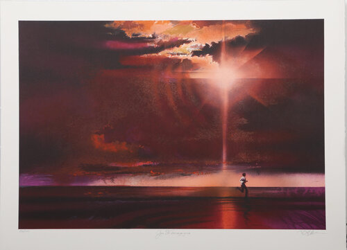 Runner with Sun in Sky (Joe DiMaggio) by Robert Peak, 版画 for Sale on Singulart