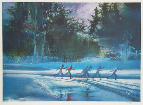 Cross Country Skiing by Robert Peak, 版画 for Sale on Singulart