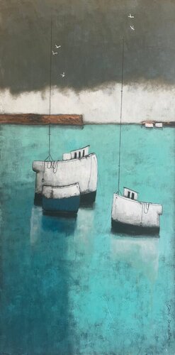 On a jeté l’ancre ici par Dom Dewalles, Peinture en vente sur Singulart