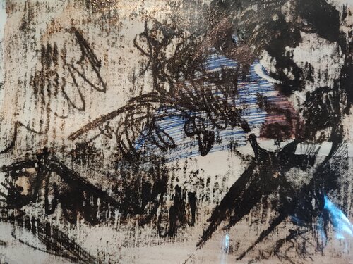 Dreamlike Abstract Mixed Media Artwork | Linocut & Monotype Printmaking of a Resting Woman van Gabriel Broady, Afdruk te koop op Singulart