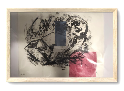 Abstract Expression of Thought: Modern Sketch with Color Blocks in Mixed Media Art by Gabriel Broady, Print for Sale on Singulart