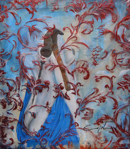 CHIODO E MARTELLO (opera è ispirata al femminicidio di Alessandra Matteuzzi) by Daniela Cipitì, Painting for Sale on Singulart