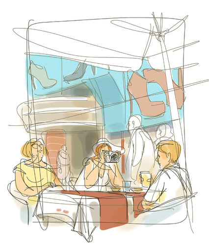 Cafe in Lisbon I von Monica Cid, Druck kaufen auf Singulart
