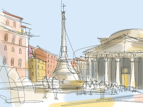 Piazza della Rotonda, Rome von Monica Cid, Druck kaufen auf Singulart