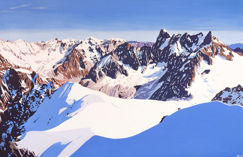 Grandes Jorasses from Aiguille du Midi, Chamonix, France di Lucy Dunnett, Pittura in vendita su Singulart