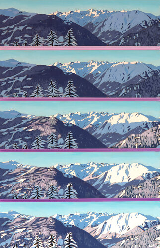 Savoleyres Sunrise, Verbier, Switzerland di Lucy Dunnett, Pittura in vendita su Singulart
