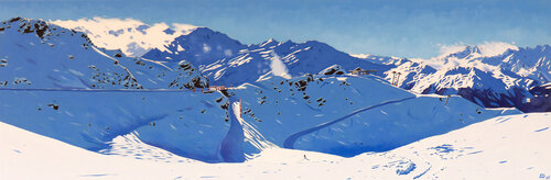 The Piste to Ruinettes, Verbier, Switzerland di Lucy Dunnett, Pittura in vendita su Singulart