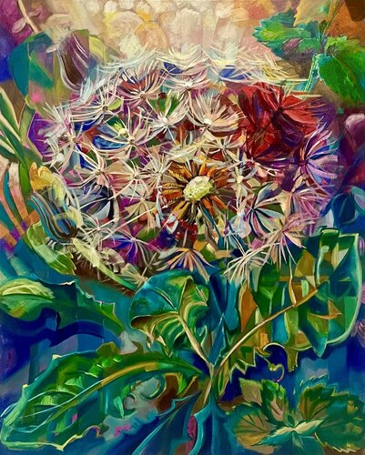 Where the rainbow meets Dandelions van Luke Hey, Schilderij te koop op Singulart