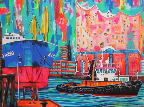 "Rio Negro vor Elbphilharmonie" de Max Kuba, Pintura a la venta en Singulart