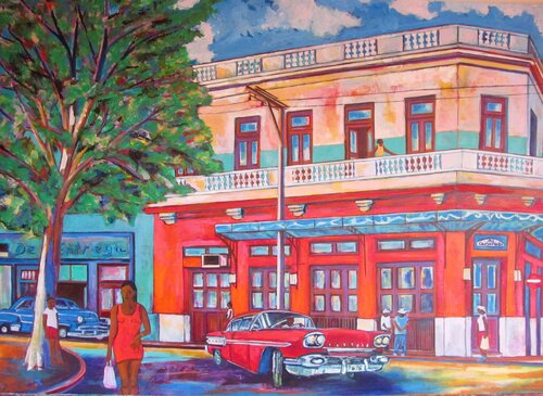 "La Vida Urbana"  Straßenszene in Havanna de Max Kuba, Pintura a la venta en Singulart