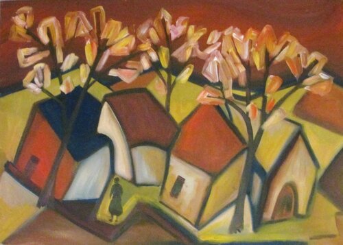 "Herbstliches Dorf" by Max Kuba, 絵画 for Sale on Singulart