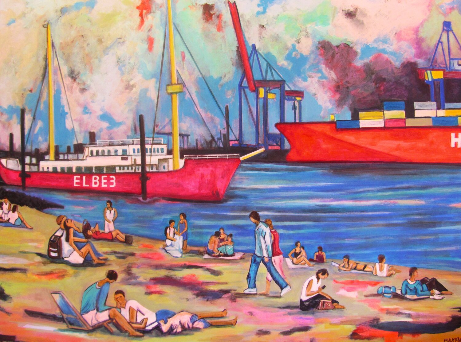 "Altona Beach" Max Kuba Original painting for sale