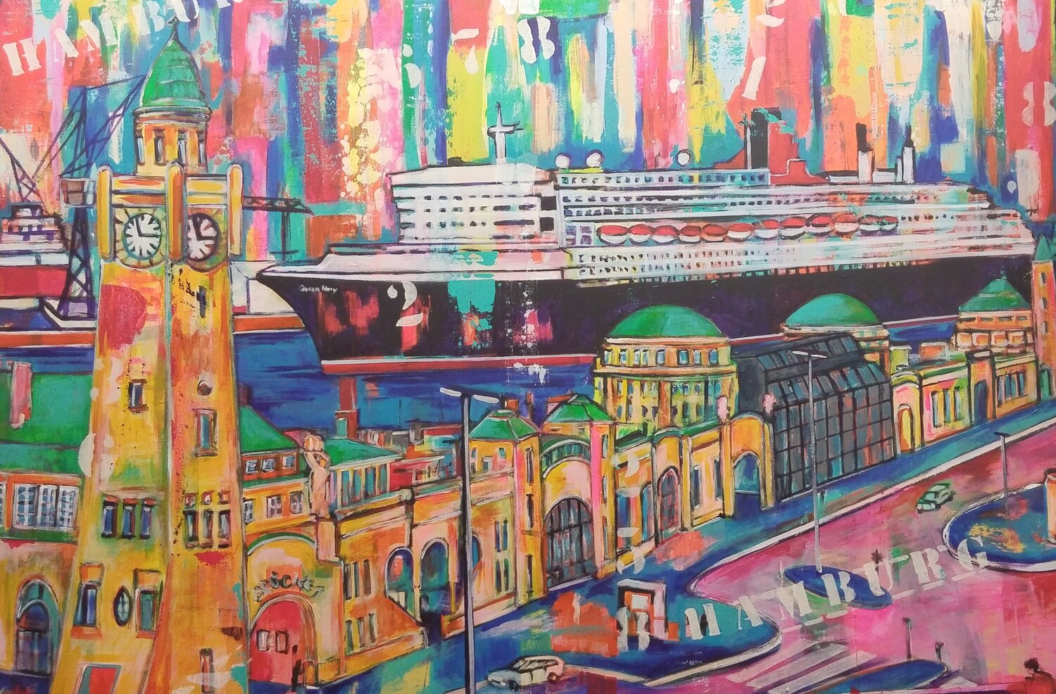 "Landungsbrücken" Max Kuba Pintura original en venta