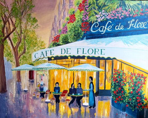 Atardecer en el Café de Flore by Mónica Barbará, Painting for Sale on Singulart