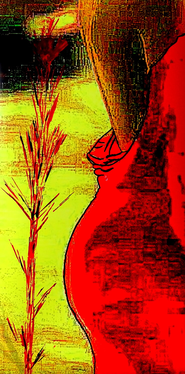 Lady in red dress by Conrad Bloemers (2022) Work on Paper Acrylic