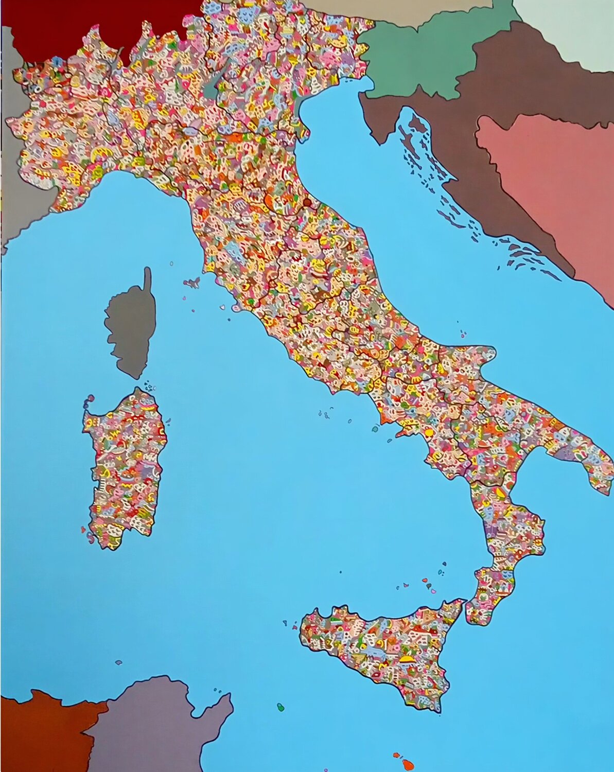 Italia in geoarte Costantino Piazza Original painting for sale