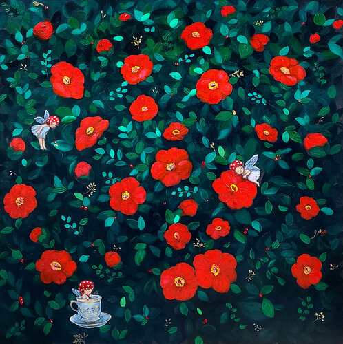 Manifestation: Camellia Garden van Eury (Yeahgean) Kim, Schilderij te koop op Singulart