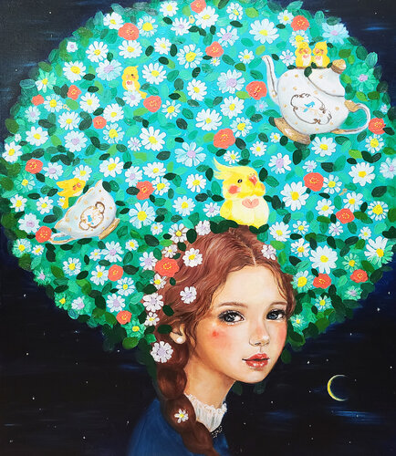 Manifestation: Chamomile Tea by Eury (Yeahgean) Kim, Painting for Sale on Singulart