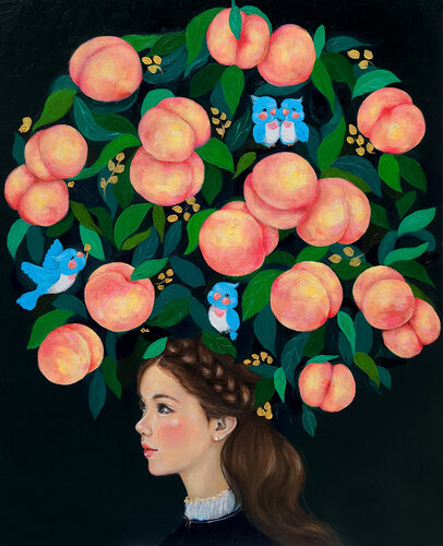 Manifestation: the Peachy Girl by Eury (Yeahgean) Kim, Painting for Sale on Singulart