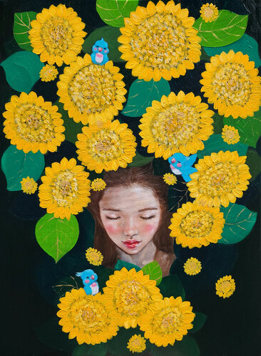 Manifestation: Sunflower girl van Eury (Yeahgean) Kim, Schilderij te koop op Singulart