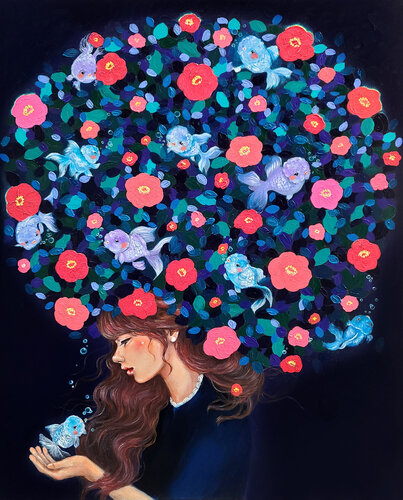 Manifestation:  Blue Ranchu 22A001W von Eury (Yeahgean) Kim, Malerei kaufen auf Singulart