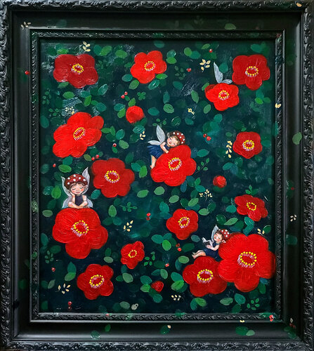 Manifestation: Camellia Garden with three pixies von Eury (Yeahgean) Kim, Malerei kaufen auf Singulart