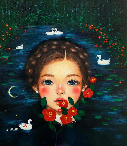 Manifestation: Camellia Swan Lake van Eury (Yeahgean) Kim, Schilderij te koop op Singulart