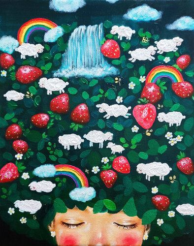 Manifestation: Strawberry Field di Eury (Yeahgean) Kim, Pittura in vendita su Singulart