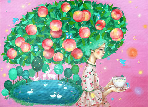 My Little Forest Peach Girl van Eury (Yeahgean) Kim, Schilderij te koop op Singulart