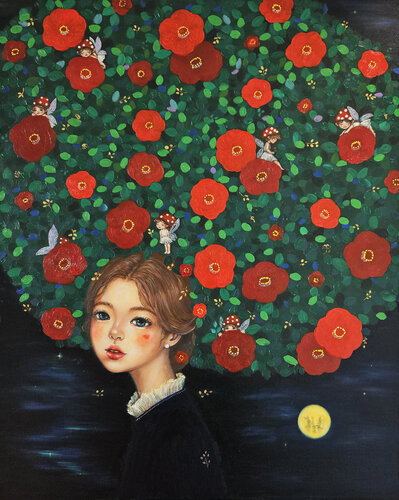 Manifestation: Camellia Girl by Eury (Yeahgean) Kim, 회화 for Sale on Singulart
