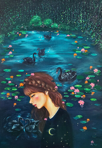 Black Swan Lake by Eury (Yeahgean) Kim, Painting for Sale on Singulart