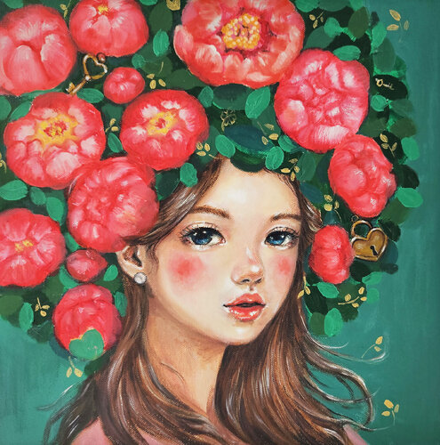 Manifestation Peony girl di Eury (Yeahgean) Kim, Pittura in vendita su Singulart