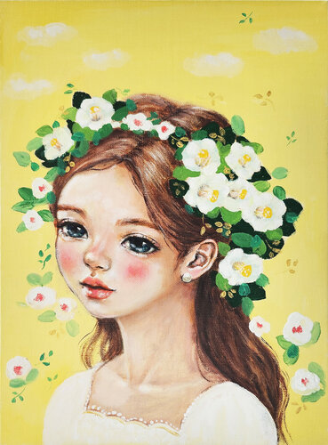 White Camellia girl in Lemon von Eury (Yeahgean) Kim, Malerei kaufen auf Singulart