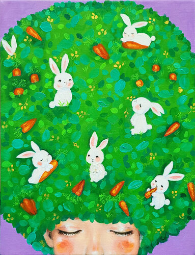 Manifestation Rabbits and carrots von Eury (Yeahgean) Kim, Malerei kaufen auf Singulart