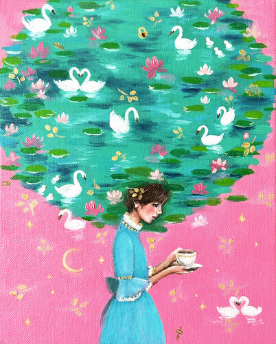 Pink Swan Lake di Eury (Yeahgean) Kim, Pittura in vendita su Singulart